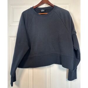 Nike Dri-FIT Black Cropped Sweatshirt Embossed Logo‎ Athleisure Womens Medium